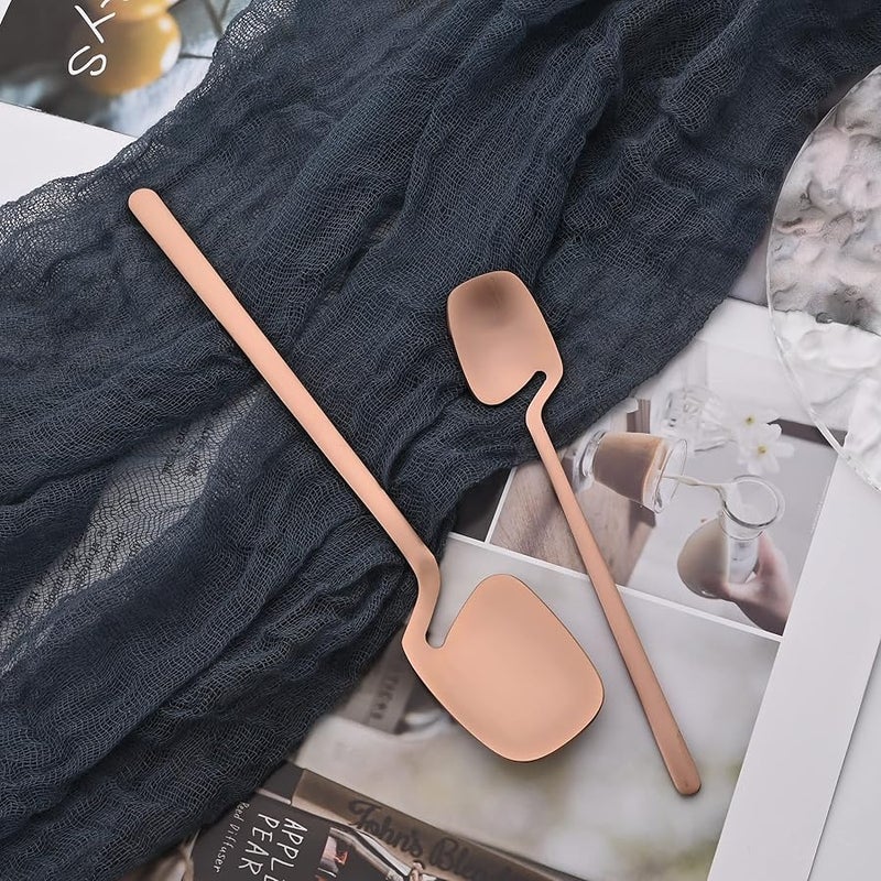 8 Piece Rose Gold Mini Teaspoon Set For Coffee Dessert Cake Ice Cream - Image 5